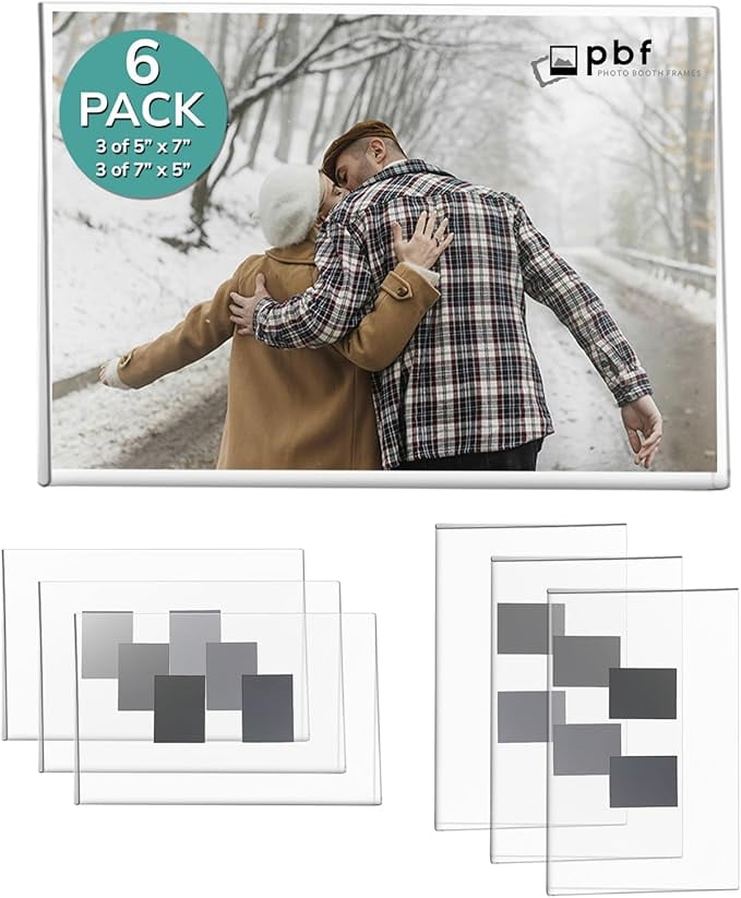 Classic 5x7 White Acrylic Floating Magnetic Picture Frames