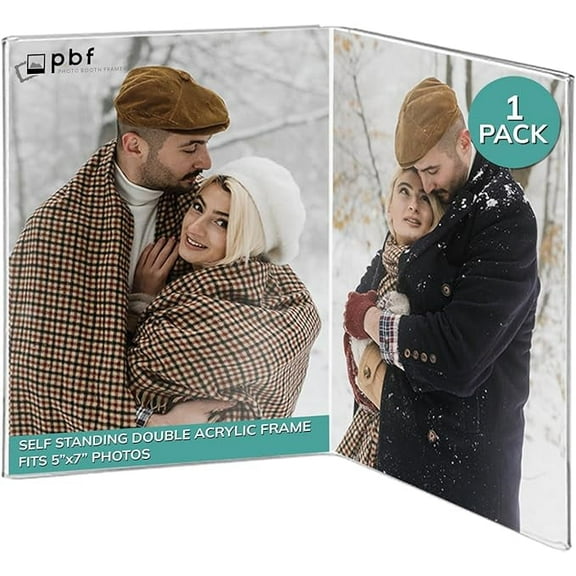 pbf 5x7 Double Picture Frame | Vertical Self Standing | Acrylic Stands for Display | Clear Picture Frame, Menu Table Top Stand, Plastic Flyer Holder (6-Pack)