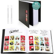 pbf Scrapbook Photo Album, Guest Book with Photo Insert, Black Scrapbook with Plastic Sleeves & Black Pages, Scrapbook Album for 2x6 Photo Strips, Memory Book, Wedding Scrapbook