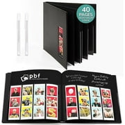pbf Scrapbook Photo Album, Guest Book with Photo Insert, Black Scrapbook with Plastic Sleeves & Black Pages, Scrapbook Album for 2x6 Photo Strips, Memory Book, Wedding Scrapbook