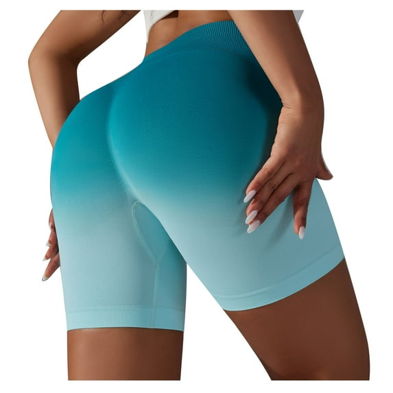 pbnbp Biker Shorts for Women Tummy Control Ombre Tie Dye Butt Lifting Activewear Workout Athletic Gym Yoga Shorts