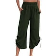 thumbnail image 1 of pbnbp Cotton Linen Pants for Women Summer Elastic Waist Solid Color Capri Pants Drawstring Pockets Lounge Pants, 1 of 4