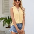 thumbnail image 1 of pbnbp Eyelet Tank Tops for Women Hollow Lace Trim Wave V Neck Dressy T Shirts Sleeveless Summer Blouses for Women Work Office, 1 of 4