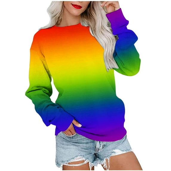 pbnbp Fall Sweater for Women 2023 Trendy Ombre Tie Dye Long Sleeve Pullover Casual Loose Fit Color Thin Crewneck Sweatshirts