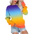 thumbnail image 1 of pbnbp Fall Sweater for Women 2023 Trendy Ombre Tie Dye Long Sleeve Pullover Casual Loose Fit Color Thin Crewneck Sweatshirts, 1 of 5