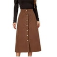 thumbnail image 1 of pbnbp High Waisted Skirt for Women Casual Corduroy Button Down A-Line Flared Summer Midi Skirt Womens Skirts Trendy 2023, 1 of 4