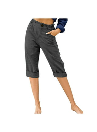Owordtank Women's Knee Length Yoga Capri Leggings with Pockets Workout High  Waisted Cropped Yoga Capris for Women