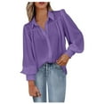 thumbnail image 1 of pbnbp Long Sleeve Button Down Shirts for Women Work Office Dressy Blouses 2023 Lapel V Neck Balloon Sleeve Top Shirt Summer Savings Clearance 2023!, 1 of 4