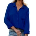 thumbnail image 1 of pbnbp Long Sleeve Shirts for Women Work Casual Plus Size Satin Button Down Lapel V Neck Dressy T Shirts Womens Blouses for Work Professional Summer Savings Clearance 2023!, 1 of 3