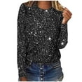 thumbnail image 1 of pbnbp Sparkly Tops for Women Shinny Crewneck Long Sleeve Shirts Glitter T Shirts for Casual Party Club 2024 Loose Fashion Woman Outfits, 1 of 4