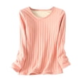 thumbnail image 1 of pbnbp Thermal Underwear for Women Solid Color Thick Wool Sweatshirt Winter Warm Underwear Blouses Ribbed Soft Round Neck Tops, 1 of 7