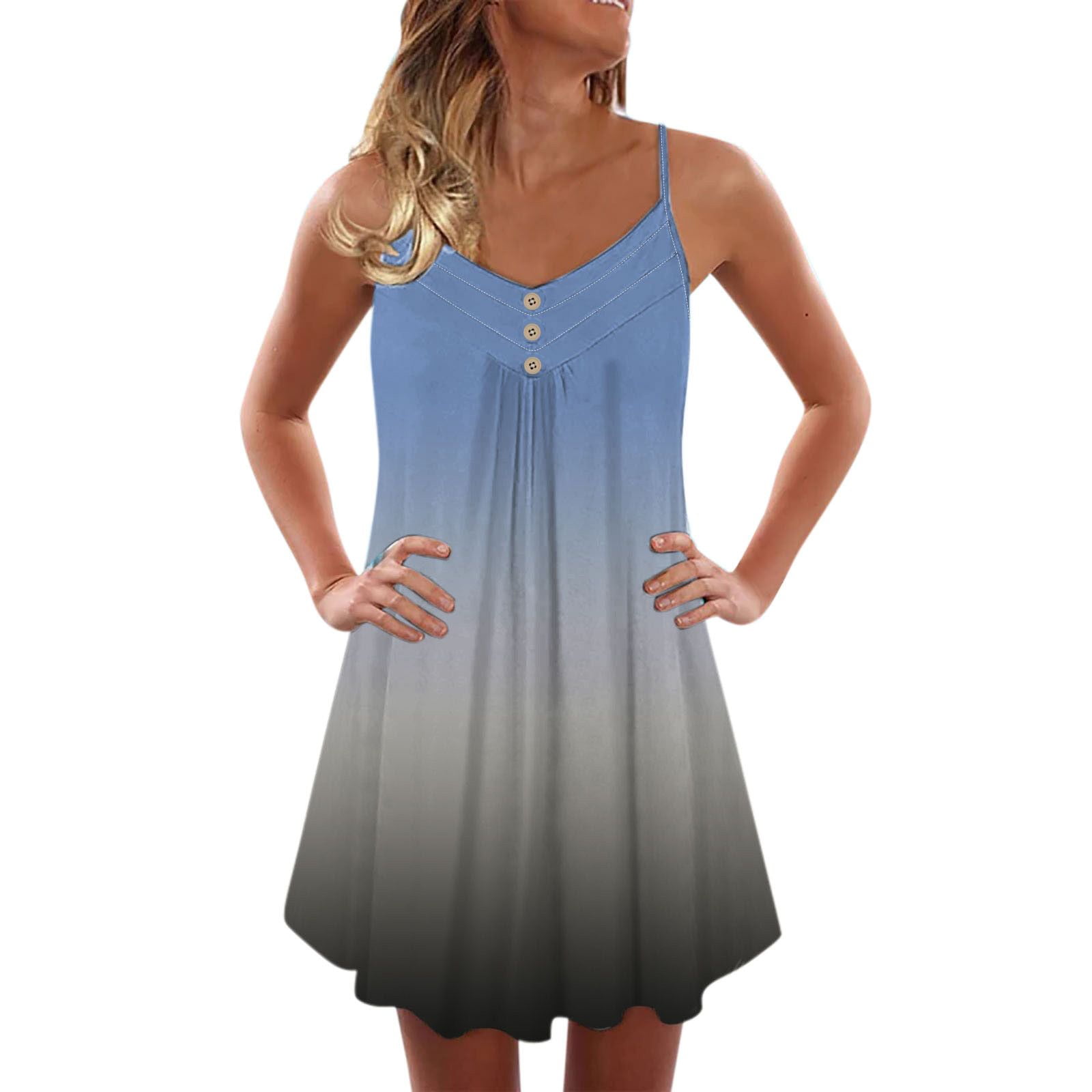 pbnbp Women s Aesthetic Butterfly Button Up Sleeveless V Neck Mini