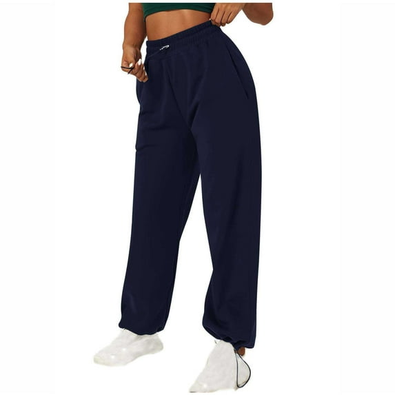 pbnbp Women's Casual Cargo Sweatpants Fleece Lined High Elastic Waist Athletic Loungewear Baggy Hiking Jogger Pant with Pockets Winter