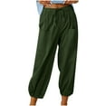 thumbnail image 1 of pbnbp Women's Plus Size Cotton Linen Solid Pockets Drawstring Capri Pants, Plus Size Womens Capris with Pockets, 1 of 4