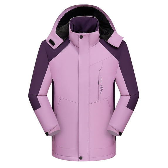pbnbp Women's Winter Detachable Hood Windproof Thickened Fleece Outdoor Sports Warm Jacket Women's Sunscreen Outdoor Sportswear, Thick Velvet, Casual Jacket Coat