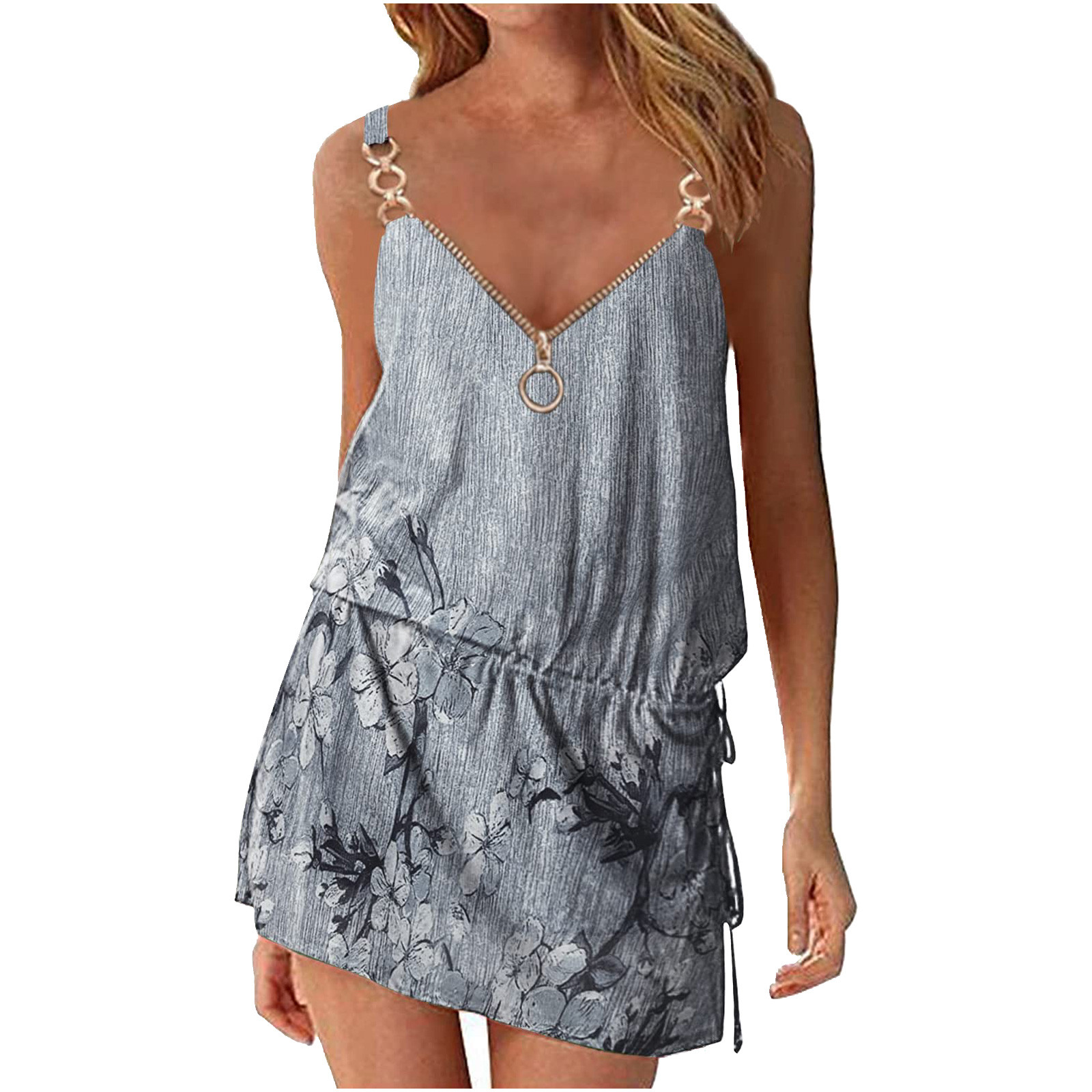 Zip v neck cami mini dress best sale
