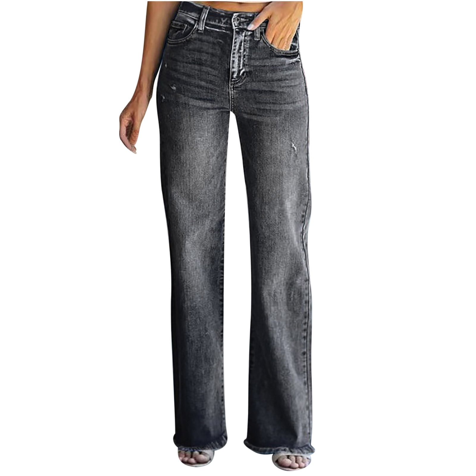 pbnbp Low Rise Jeans for Women Plus Size Stretch Skinny Frayed Raw