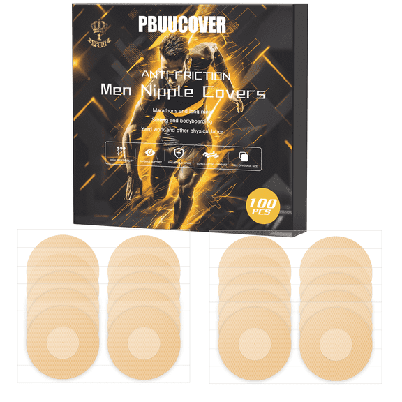 pbuucover Nipple Covers for Men,100Pcs (50 Pairs) No Show Nipple Tape & Nip Guards for Runners,Ideal for Marathon,Gym