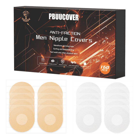 pbuucover Nipple Covers for Men,160Pcs (80 Pairs) No Show Nipple Tape & Nip Guards for Runners,Ideal for Marathon,Gym