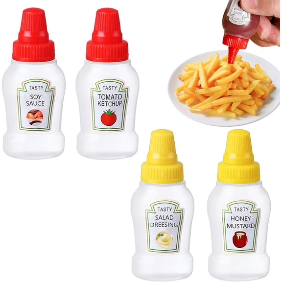 pcs mini ketchup dispensers, 25 ml ketchup/honey/soy sauce/salad dressing, small squeeze sauce bottles with screw caps