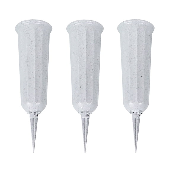 pdqouc 1/3/5 Pcs Cemetery Vases with Spikes,Plastic Vases for Flowers,Classic Decorations for Cemetery, Modern Flower Holder,Memorial Floral Vases(White)