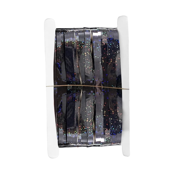 pdqouc 1 Pack Black Metallic Tinsel Foil Fringe Curtains, 1m x 1m Photo Backdrop Streamers for Halloween Birthday Party, Wedding Home Event Decoration, Glittering Wall Hanging