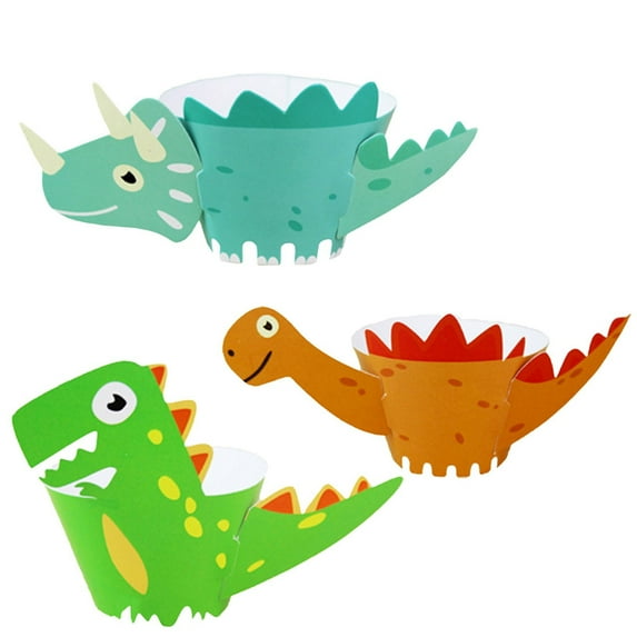 pdqouc 1 Pack Cute Animals Cupcake Wrappers 12 Pcs Set Funny Dinosaur Cake Paper Decorations for Kids Boys Birthday Cup Cake Cartoon Decoration