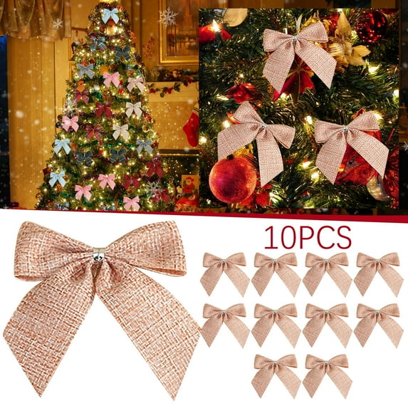 pdqouc 10PCS Christmas Bows Various Bows Fabric Xmas Tree DIY Garland Accessories Decorative Bowknot Set Multicolor Christmas Party Gifts Decorations