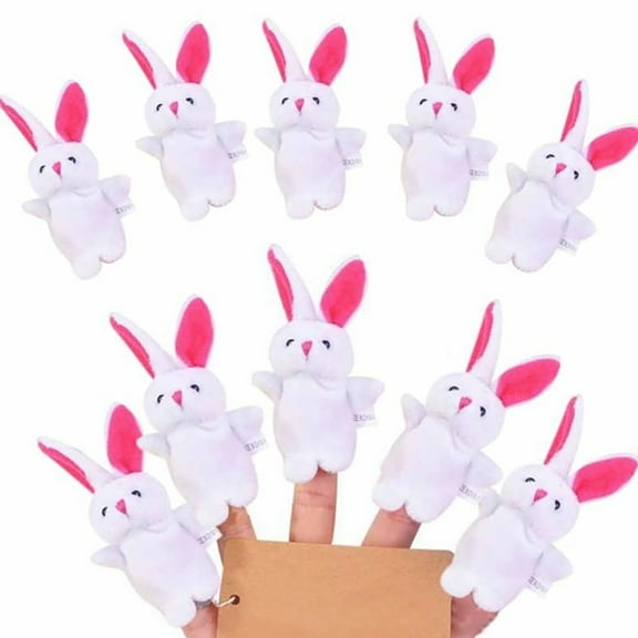 pdqouc 10pc Cute Rabbit Finger Puppet Cute Soft Velvet Cartoon Human Hand Puppet Toy Toddler Children Baby Toys Gifts Holiday Party Home Room Bed Sofa Decorations Kids Birthday Gifts