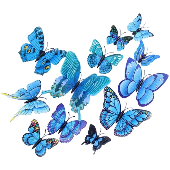 pdqouc 12Pcs Double Layer 3D Butterfly Wall Decor, Reusable Decals for Party, Lockers & Refrigerator, Lightweight Decoration