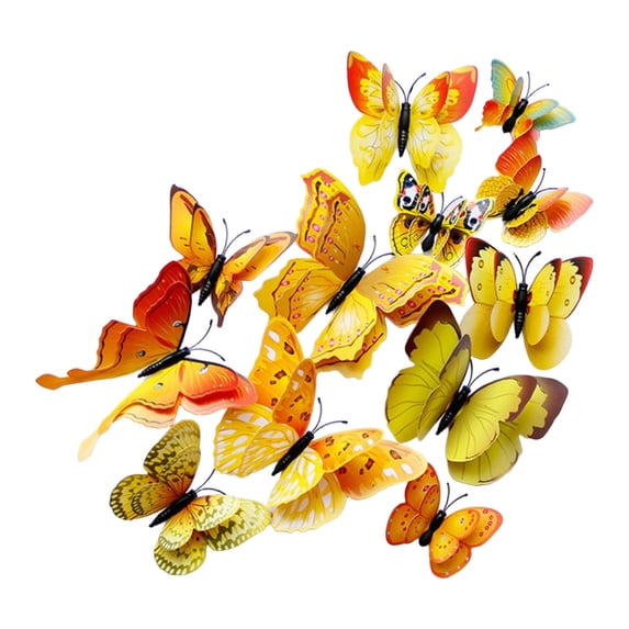 pdqouc 12Pcs Double Layer 3D Butterfly Wall Decor, Reusable Decals for Party, Lockers & Refrigerator, Lightweight Decoration
