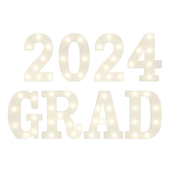 pdqouc 2024 Graduation Party Decorations 8 LED Long Light Up Letters 'Grad 2024' Graduation Decor for Kindergarten Preschool High School College Graduate