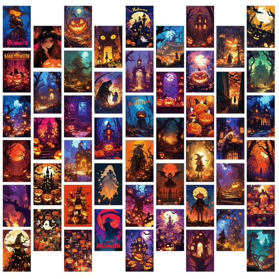 pdqouc 2024 Hallo-ween Countdown 50 Cards Hallo-ween Postcard Message Card Open A Countdown Hallo-ween Card Every Day