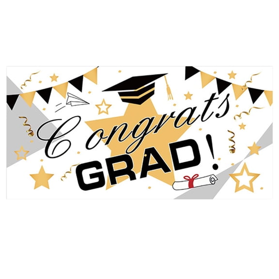 pdqouc 2024 Large Size Graduation Party Banner School Home Graduation Celebration Hanging Decorations Selfie Background Cloth Party Poster Photo Prop Black