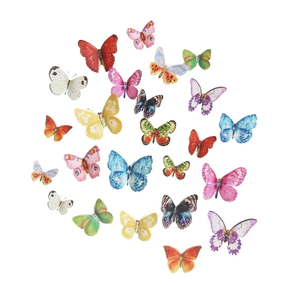 pdqouc 24-Pieces 3D Layered Butterfly Wall Art, Reusable Colorful Decor for Nursery, TV Wall, Living Room, Locker and Refrigerator Decoration