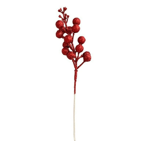 pdqouc 24pcs Christmas Decorations 43cm 12 Prong Berry Bunches Gold Christmas Tree Wreath for Christmas Tree, Glitter Berry Picks, DIY Wreaths, Crafts, Home & Wedding Decorations