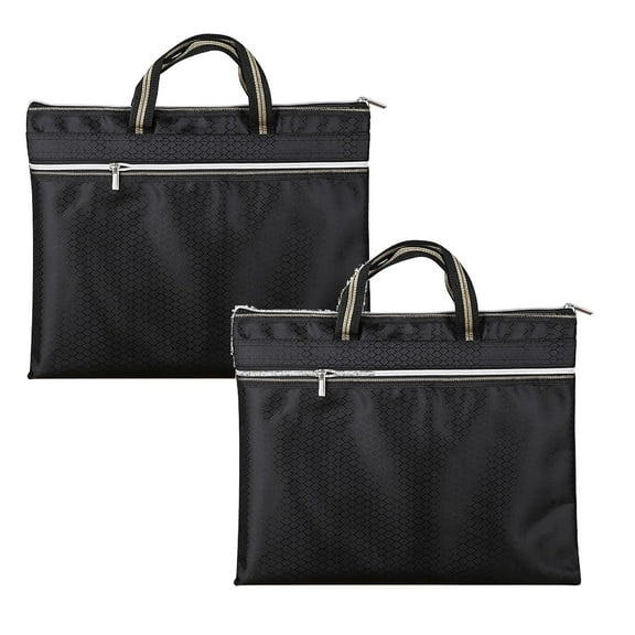 pdqouc 2PCS Fireproof Document Bag Two Pockets Two Zippers,Fireproof Safe Bag 12"x 14.3" Waterproof and Fireproof M*oney Bag Safe Pouch File Storage for A4 Document Holder,C*ash and Tablet,Black