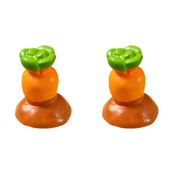 pdqouc 2Pcs Cute Resin Figurine Carrot Ornament Small Animal Statue DIY Craft Accessories Garden Bonsai Balcony Desktop Decoration for Home Outdoor Decor, Style H