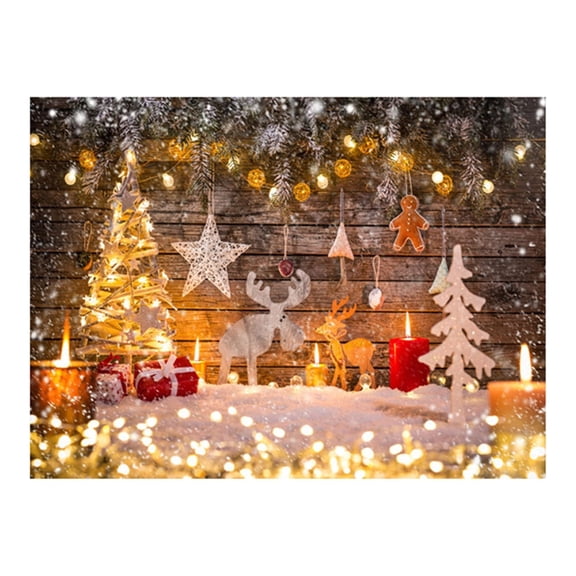 pdqouc 35"x 59" Christmas Fireplace Theme Photography Backdrop, Merry Christmas Eve Background for Family Photo Studio, Xmas Gift Display, Holiday Living Room Wall Decor