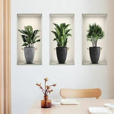 pdqouc 3D Vinyl Removable Wall Sticker DIY Green Plants Decals for Living Room Bedroom Kitchen Decor Fashion New House Party Gifts Decorations