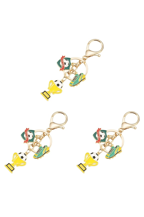 3Pcs Football Charm Keychain Set with Soccer Love Keyring, Sports Themed Pendants for Fans, Unique Birthday or Stocking Stuffer Gift for Soccer Players and Teens
