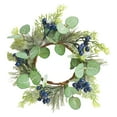 thumbnail image 1 of pdqouc 4 Inch Holiday Blueberry Candle Wreath; Christmas Candle Rings Wreaths Center Winter Wedding Decor Rustic Candle Rings Set with Artificial Blue Berry Leaves Needle, 1 of 9
