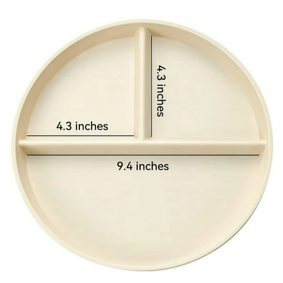 pdqouc 4PCS 9" Plate for Adults Round Bariatric Plate Reusable Wheat Divided Plate with 3 Compartments Dishwasher & Microwave for Kids Adults,Round Bariatric Compartment Plate