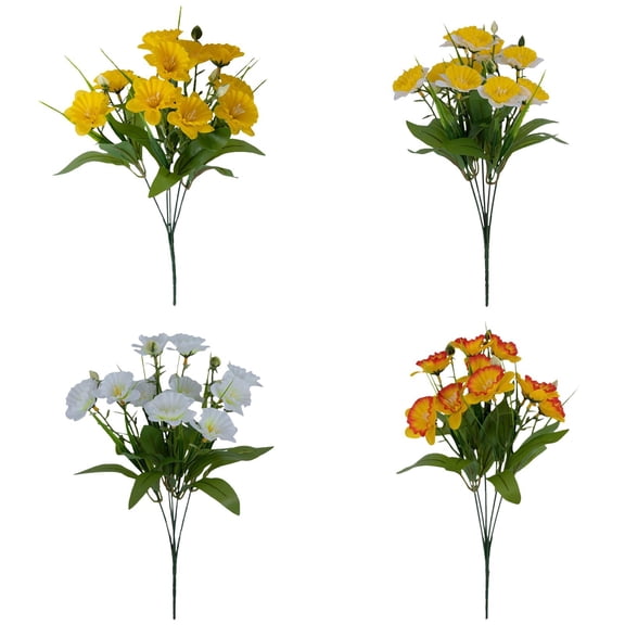 pdqouc 4Pcs 14.17 Inch Artificial Daffodil Bouquets, Yellow Fake N arcissus Flowers for Spring Home Decor, Wedding Centerpiece, Festival Table Decorations, and Vase Filler Arrangements
