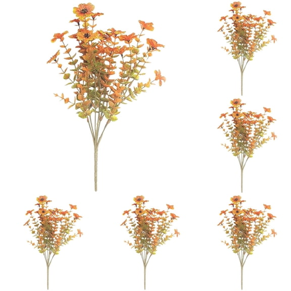 pdqouc 6Pcs Artificial Fall Flowers Outdoor Autumn Plastic Greenery Shrubs Plants for Thanksgiving Home Room Farmhouse Arrangements Indoor Outsides Decoration