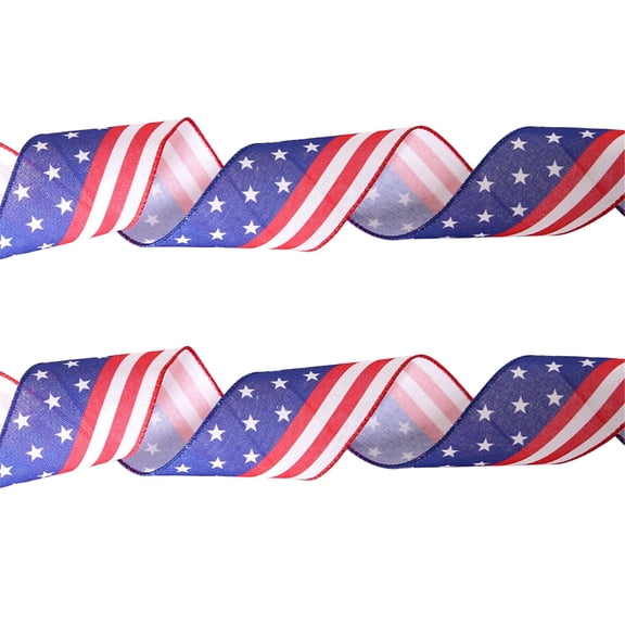 pdqouc American Patriotic Thread Edge Ribbon Red Blue Burlap Veterans Day Ribbon Independence Day Gift Wrap Party Decoration Craft Supplies Holiday DIY Decor