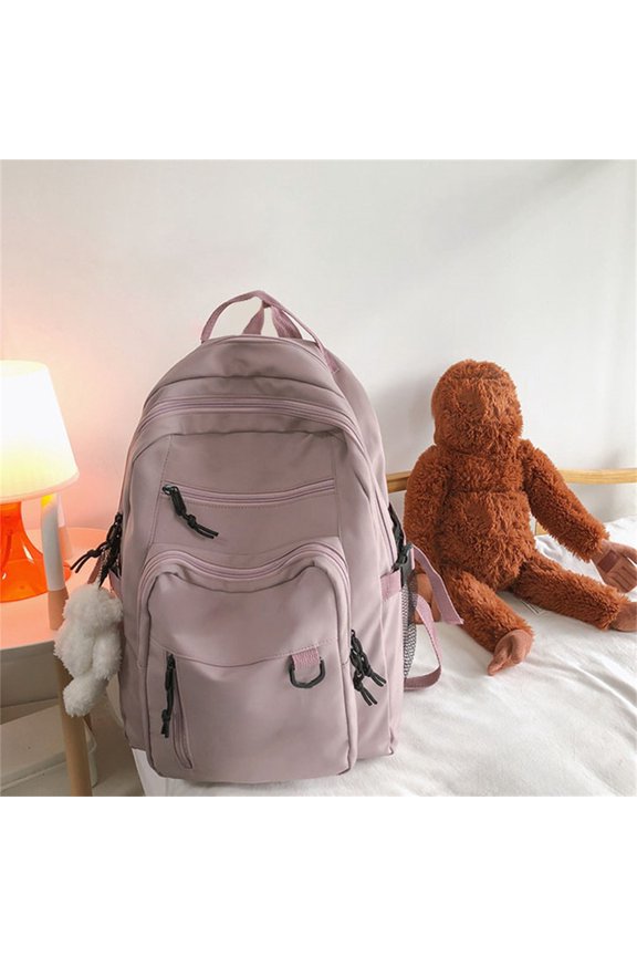 Backpack for School & Traveling Student Large Capacity Cargo Backpack Solid Color Multi Layer Pocket Schoolbag Backpack for Work for Men Women