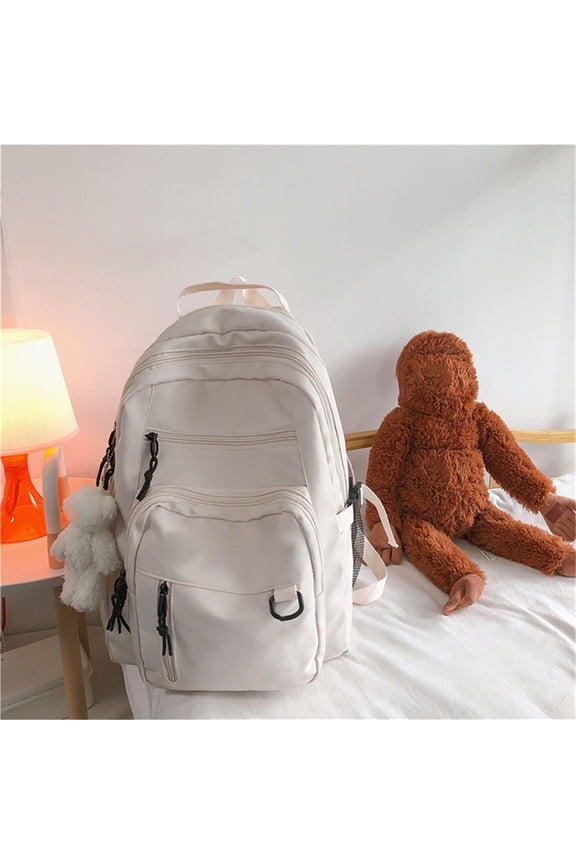 Backpack for School & Traveling Student Large Capacity Cargo Backpack Solid Color Multi Layer Pocket Schoolbag Backpack for Work for Men Women