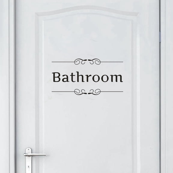 pdqouc Bathroom Home Sign Decor Wall Sticker Decal Bedroom Door Vinyl Art Mural Stylish Home Decorations Size 11x5.5 Inch Black Self Adhesive Stickers