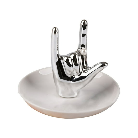 pdqouc Ceramic Gesture Ring Rack Jewelry Plate Hand Display Rack Creative Dresser Storage Tray Gift for Loved Ones Golden Color Home Room Ornaments